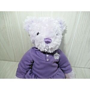 FAO Schwarz purple plush teddy bear shirt dress Toys R Us metal button 2013